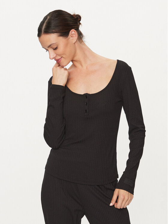 Guess Блуза O3BP01 KBXB2 Черен Slim Fit за Жени цена