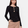 Guess Блуза W3YP16 KAZH2 Черен Slim Fit за Жени цена
