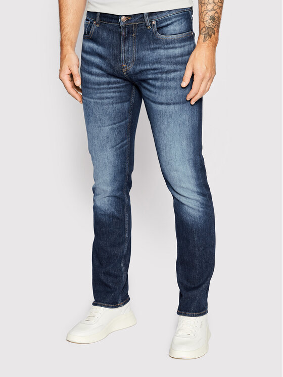 Guess Дънки Angeles M2YAN2 D4Q41 Тъмносин Slim Fit за Мъже цена