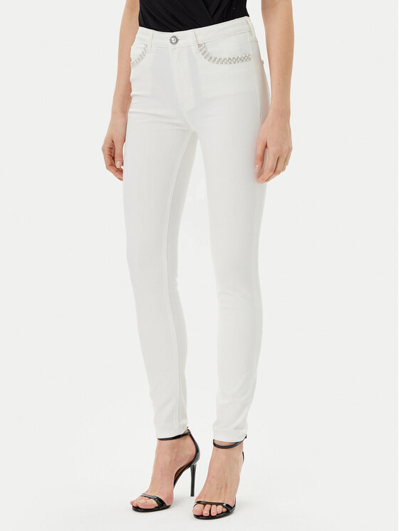 Guess Дънки W5GA46 D5N71 Бял Skinny Fit за Жени цена
