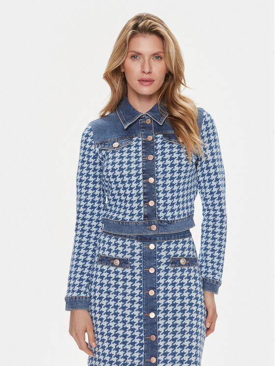 Guess Дънково яке Tweed W4RN55 D59L1 Син Regular Fit за Жени цена