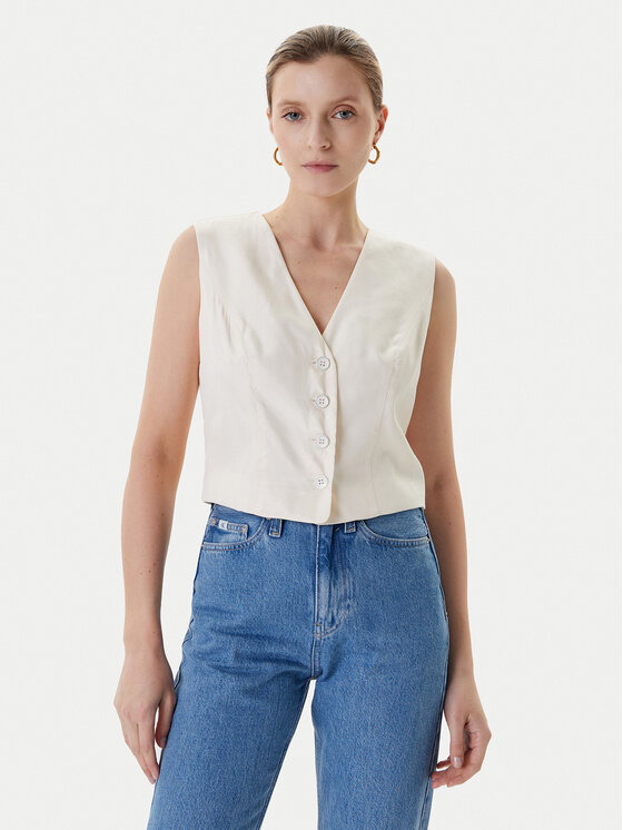 Guess Елек W5YH51 WH5N2 Екрю Regular Fit за Жени цена