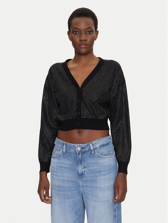 Guess Кардиган W5GR08 Z3MN2 Черен Regular Fit за Жени цена