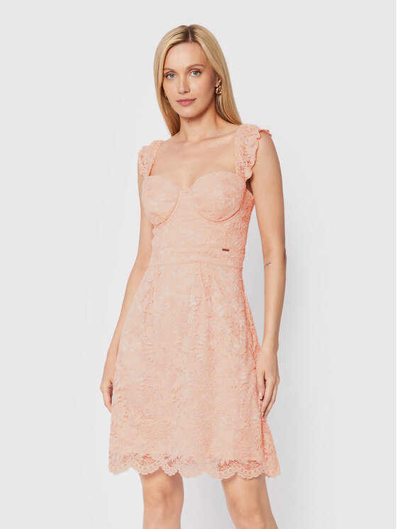Guess Коктейлна рокля W2YK70 KAQN0 Розов Slim Fit за Жени цена