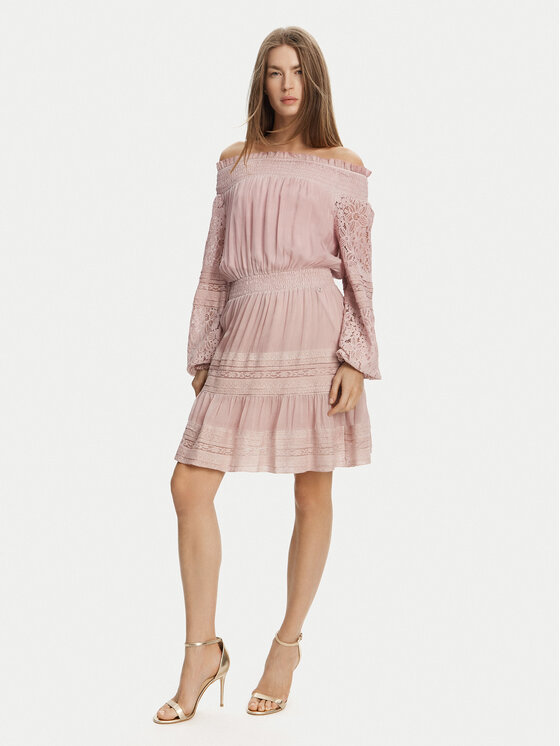 Guess Коктейлна рокля W5GK24 WE550 Розов Regular Fit за Жени цена