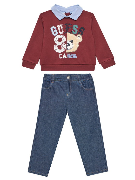 Guess Комплект суитшърт и панталон от плат N5YG13 KAX74 Бордо Regular Fit за Момчета цена