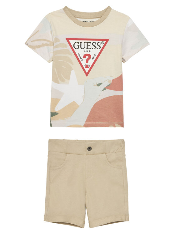 Guess Комплект тишърт и панталонки N5GG05 K8HM4 Бежов Regular Fit за Момчета цена