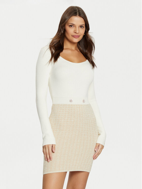 Guess Плетена рокля W5RK12 Z3KX0 Екрю Bodycon Fit за Жени цена