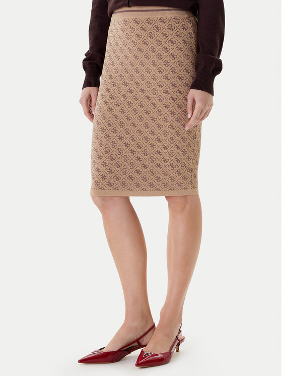 Guess Пола тип молив W4BD53 Z37K0 Бежов Regular Fit за Жени цена