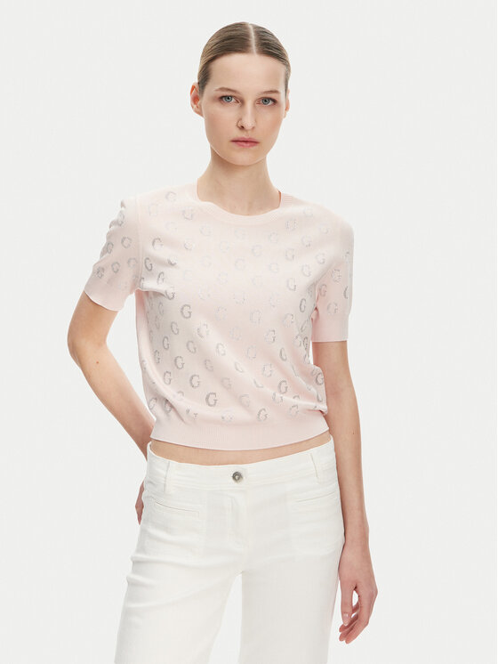 Guess Пуловер W5GR05 Z3D60 Розов Regular Fit за Жени цена