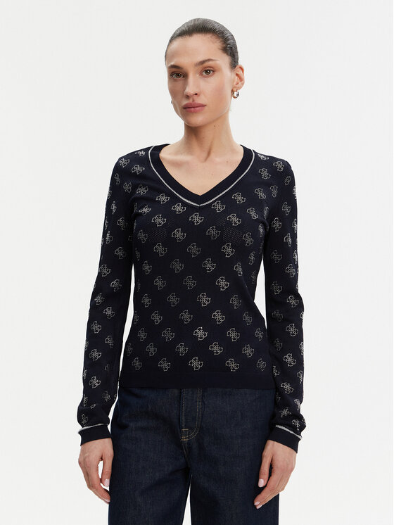 Guess Пуловер W5GR07 Z3D60 Тъмносин Regular Fit за Жени цена