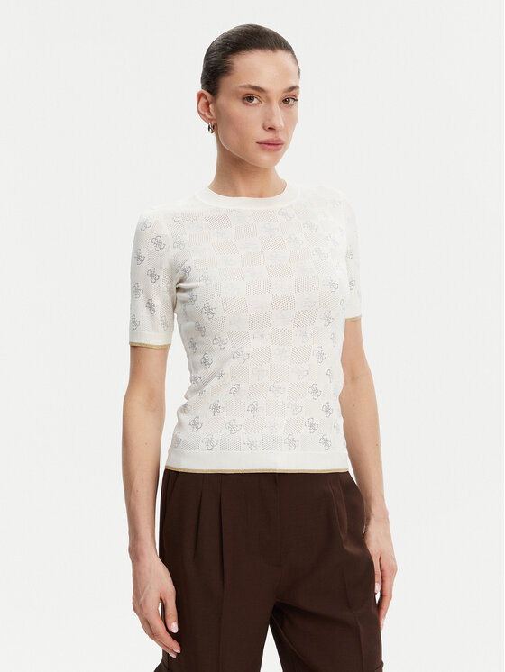 Guess Пуловер W5GR20 Z3D60 Екрю Regular Fit за Жени цена