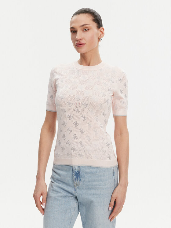 Guess Пуловер W5GR20 Z3D60 Розов Regular Fit за Жени цена