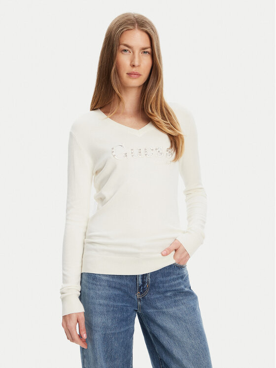 Guess Пуловер W5YR24 Z2NQ2 Екрю Regular Fit за Жени цена