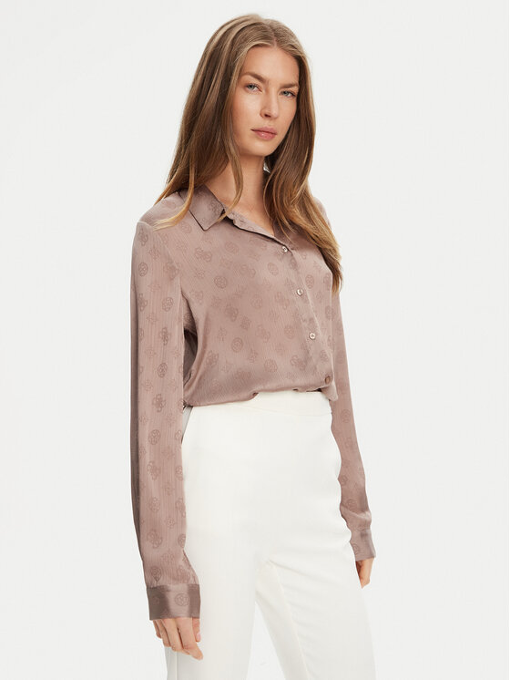 Guess Риза W5YH1A WHCR2 Бежов Regular Fit за Жени цена