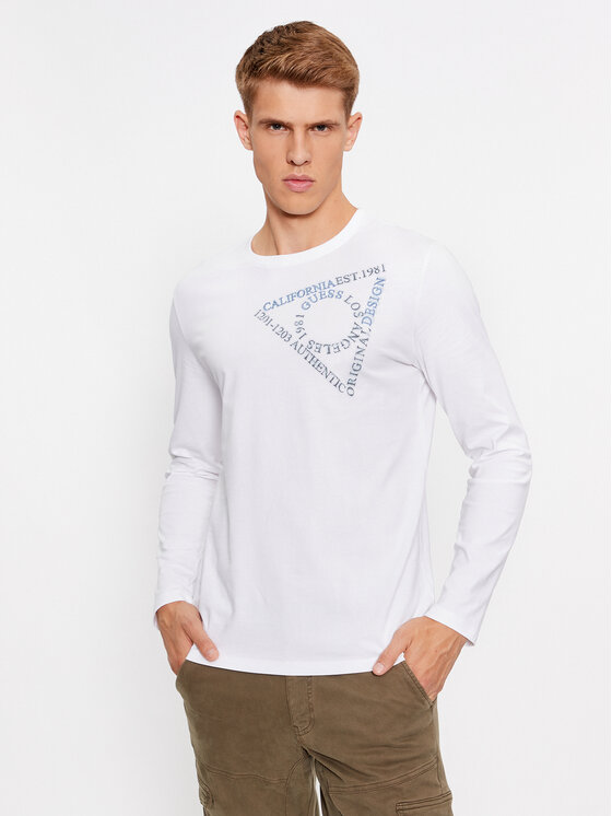 Guess Тениска с дълъг ръкав M3BI14 I3Z14 Бял Slim Fit за Мъже цена