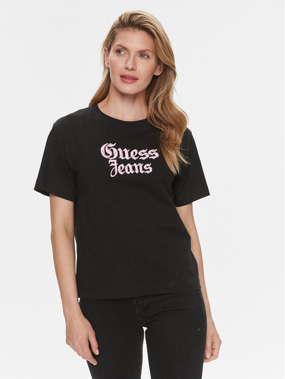 Guess Тишърт Gothic W4RI49 K6XN4 Черен Regular Fit за Жени цена