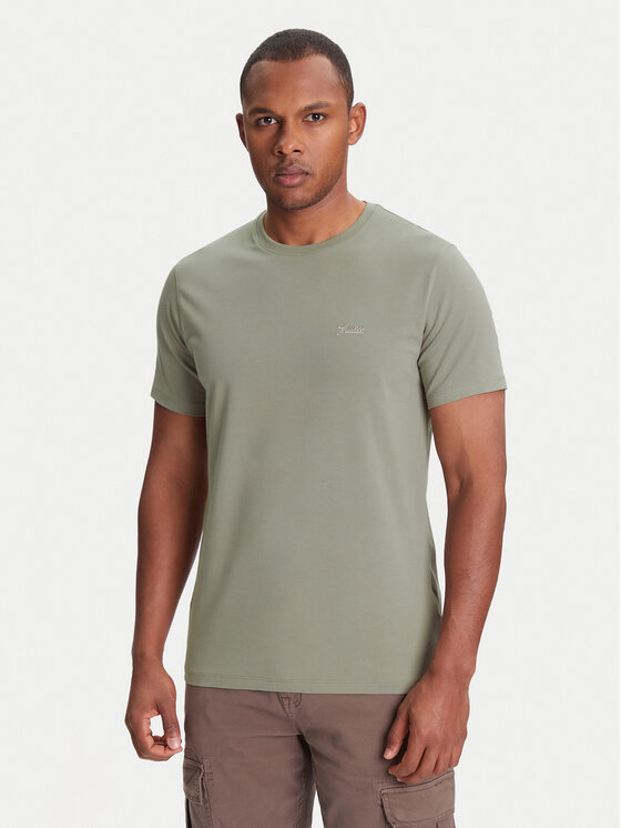 Guess Тишърт M4GI70 KC9X0 Каки Slim Fit за Мъже цена