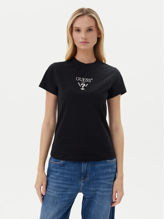 Guess Тишърт V4YI21 KCDH1 Черен Slim Fit за Жени цена