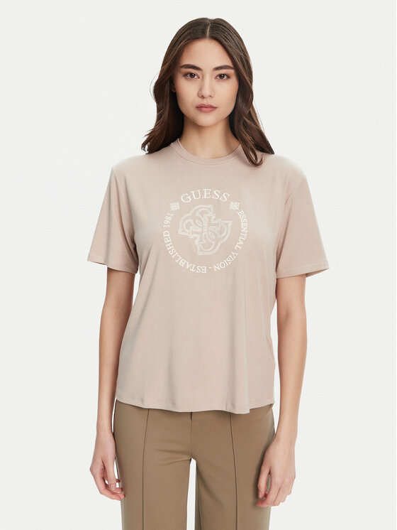 Guess Тишърт V5YI05 KCOA2 Бежов Regular Fit за Жени цена