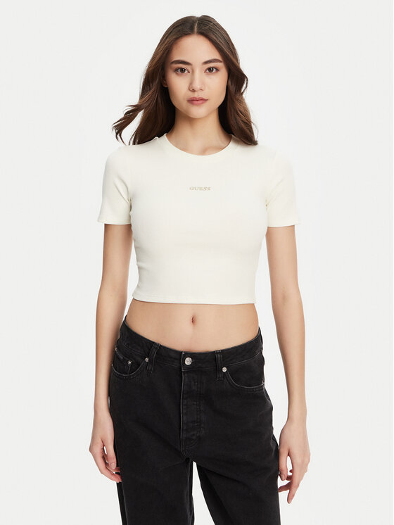 Guess Тишърт V5YP08 K8RT2 Бял Slim Fit за Жени цена