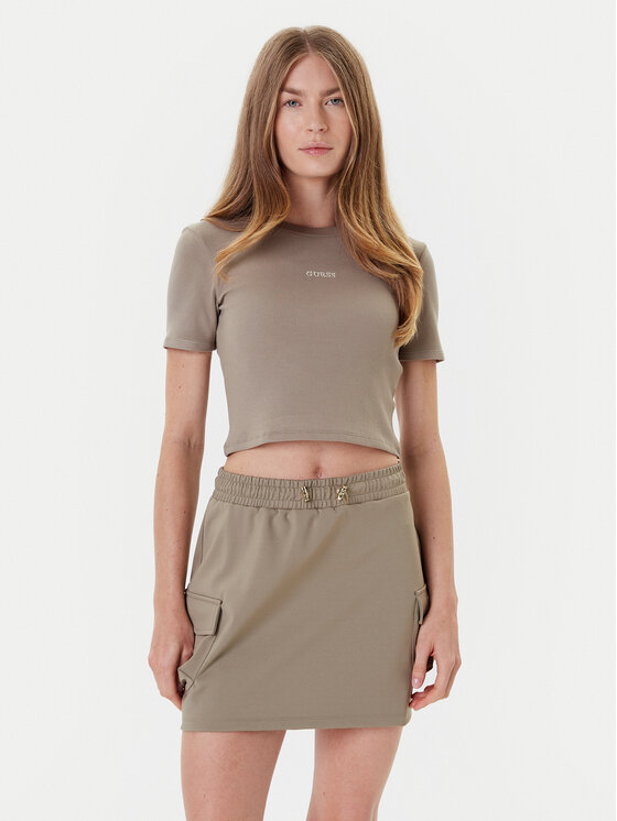Guess Тишърт V5YP08 K8RT2 Каки Slim Fit за Жени цена