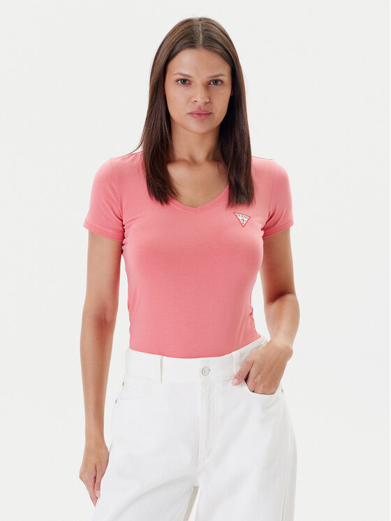 Guess Тишърт W2YI45 J1314 Розов Slim Fit за Жени цена
