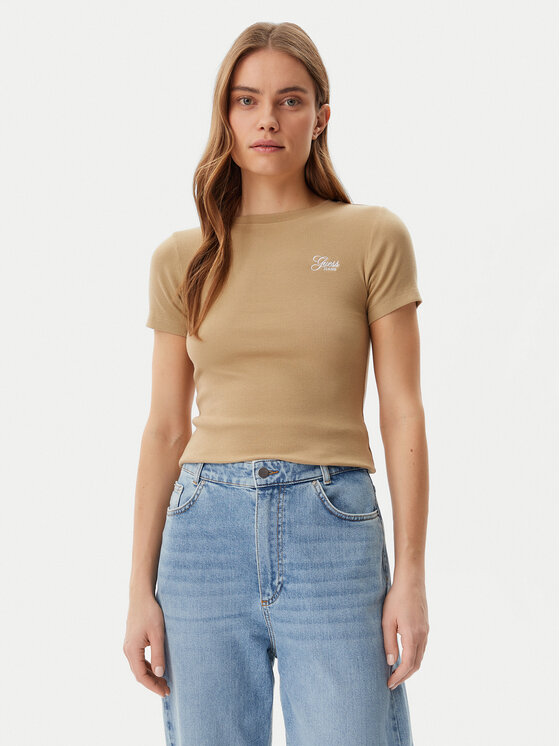 Guess Тишърт W5GP62 KA0H1 Бежов Regular Fit за Жени цена