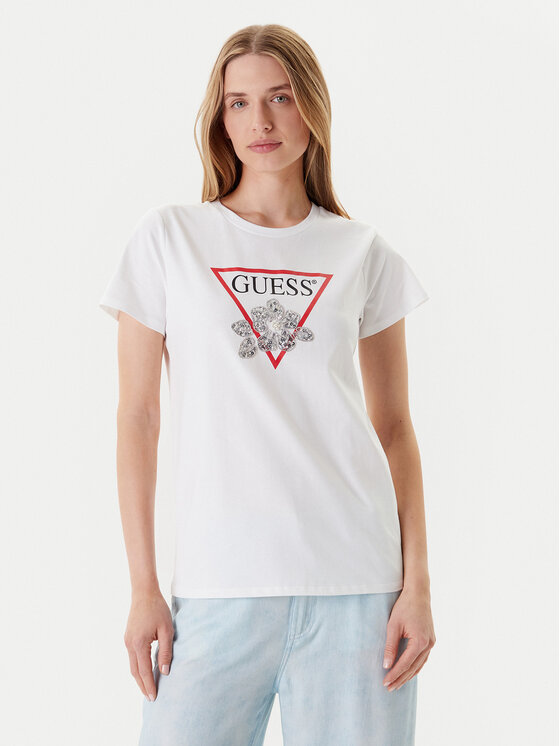 Guess Тишърт W5YI38 I3Z14 Бял Regular Fit цвят на ниска цена