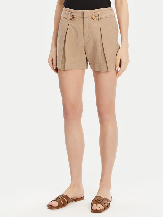 Guess Шорти от плат W5GD1J WG8N0 Бежов Relaxed Fit за Жени цена