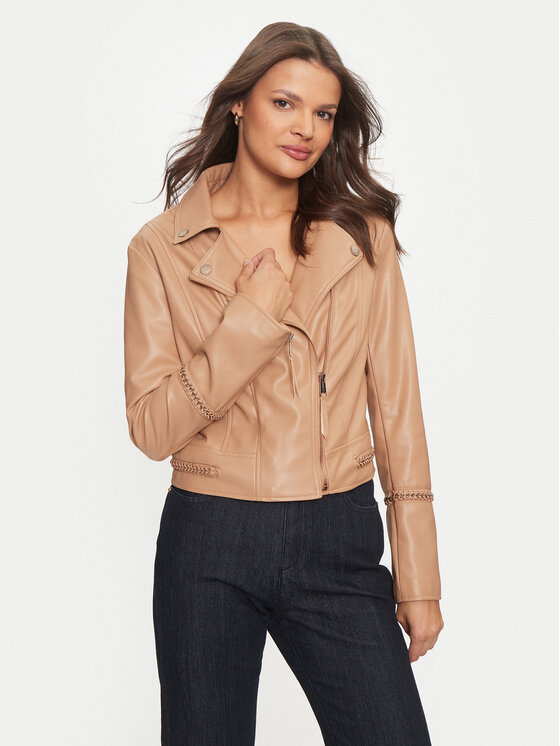 Guess Яке от имитация на кожа W4YL21 WE480 Бежов Regular Fit за Жени цена