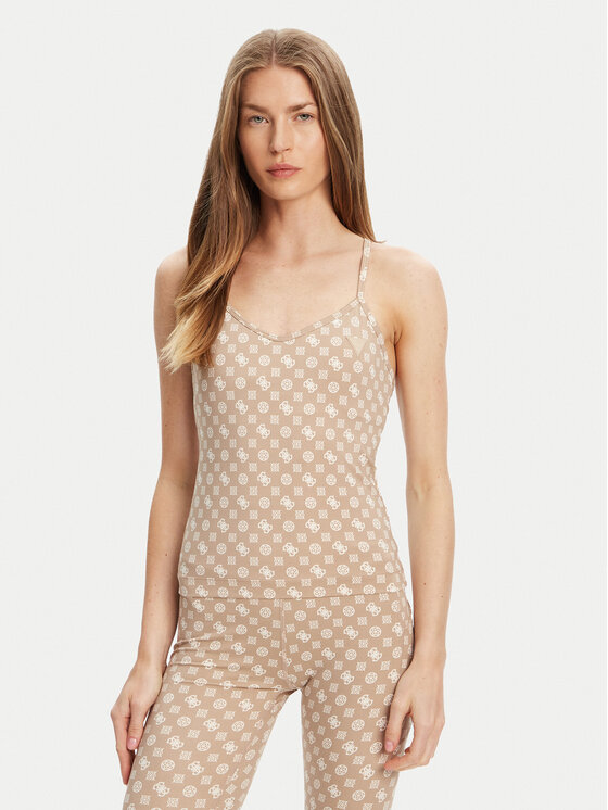 Guess топ V5YP11 MC03W Бежов Slim Fit за Жени цена