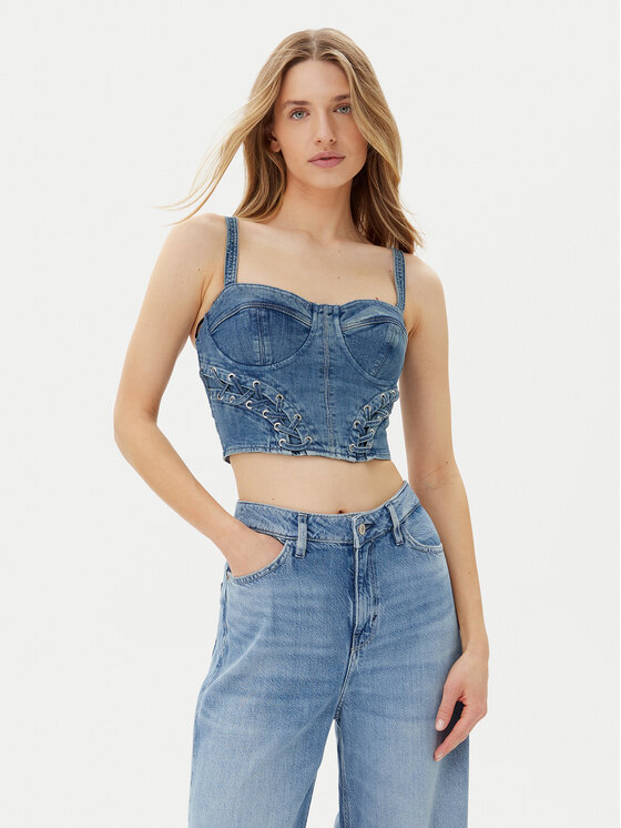 Guess топ W5GH86 D4H7C Син Regular Fit за Жени цена