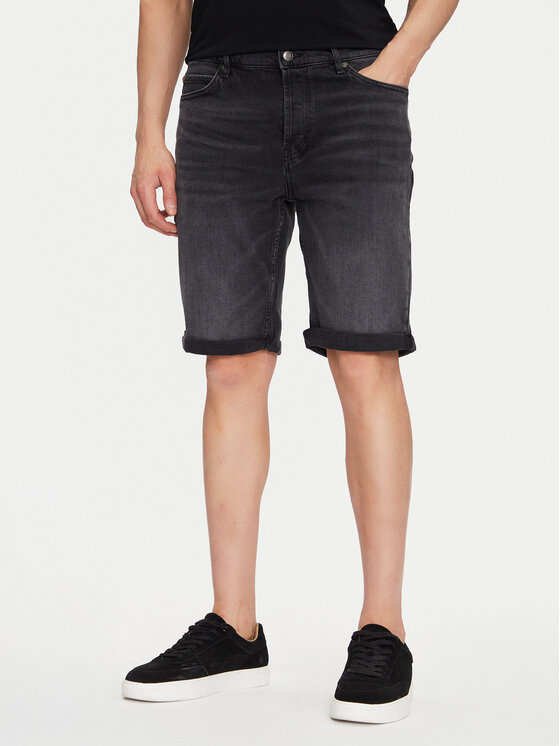 HUGO Дънкови шорти 50539932 Черен Slim Fit за Мъже цена