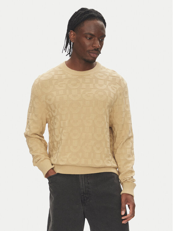 HUGO Пуловер 50543785 Бежов Regular Fit за Мъже цена