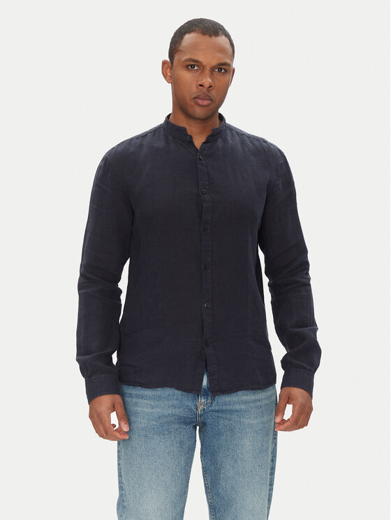 HUGO Риза Elvory 50490740 Тъмносин Slim Fit за Мъже цена