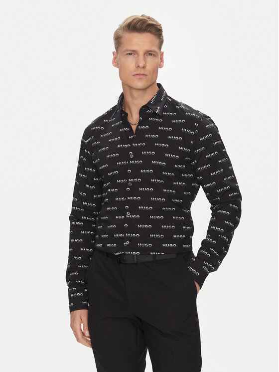 HUGO Риза Ermo 50545349 Черен Slim Fit за Мъже цена