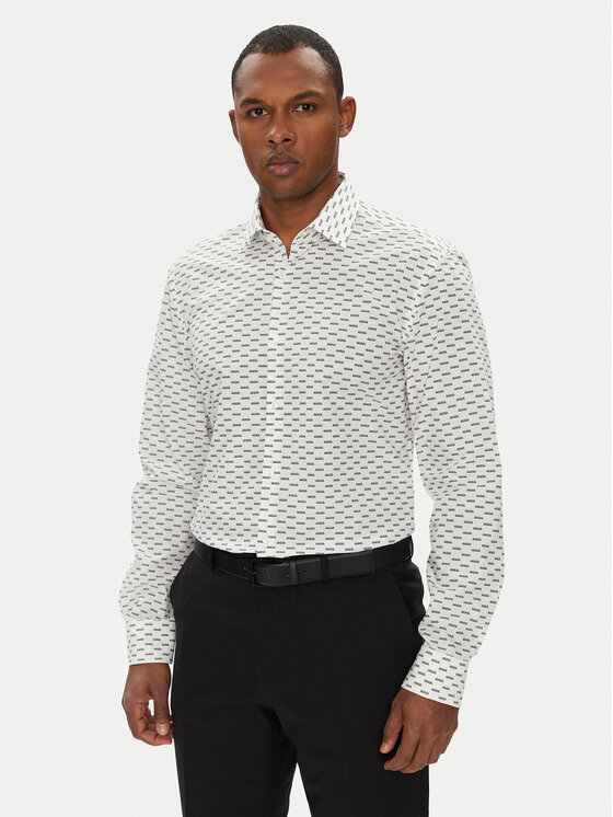 HUGO Риза Kenno 50544929 Бял Slim Fit за Мъже цена