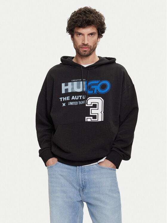 HUGO Суитшърт Nesidi 50544196 Черен Loose Fit за Мъже цена