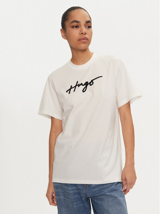 HUGO Тишърт 50528585 Бял Regular Fit за Жени цена