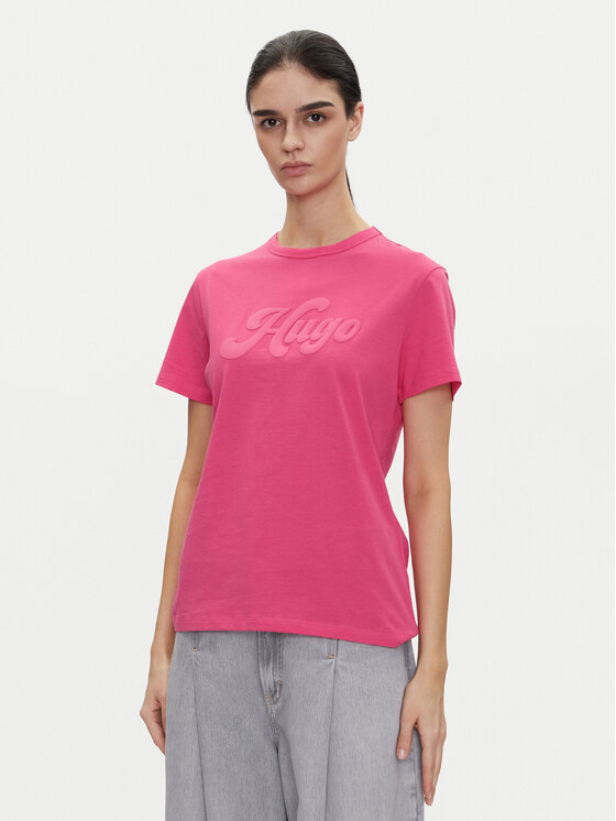 HUGO Тишърт Damacia_4 50539101 Розов Regular Fit за Жени цена