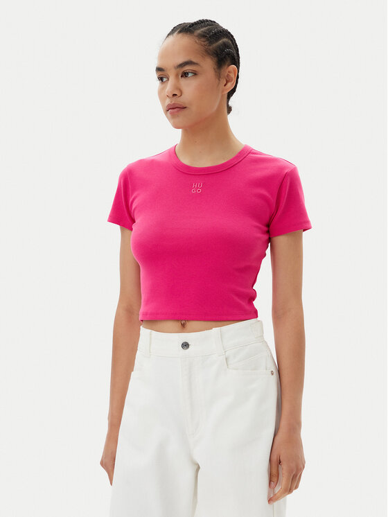 HUGO Тишърт Delanor 50512000 Розов Slim Fit за Жени цена