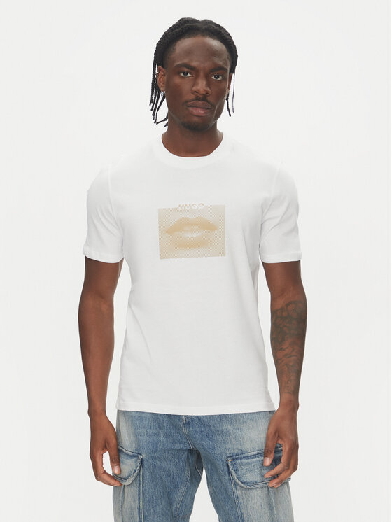 HUGO Тишърт Deterni 50544496 Бял Regular Fit за Мъже цена