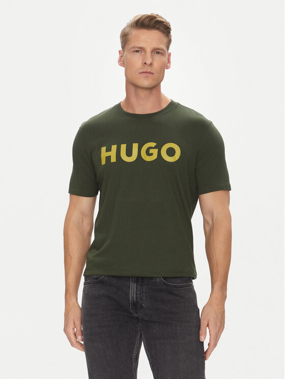 HUGO Тишърт Dulivio 50467556 Зелен Regular Fit за Мъже цена