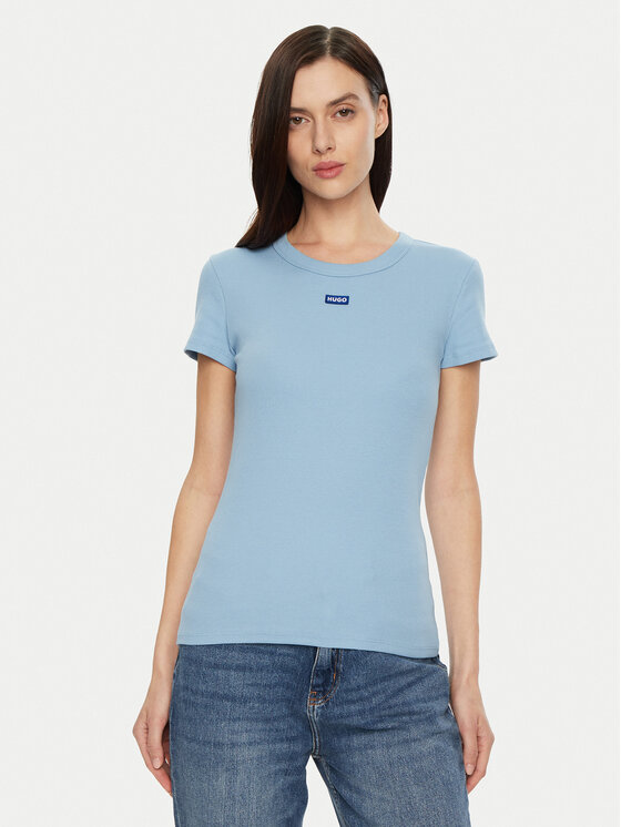 HUGO Тишърт Easy 50523924 Син Slim Fit за Жени цена