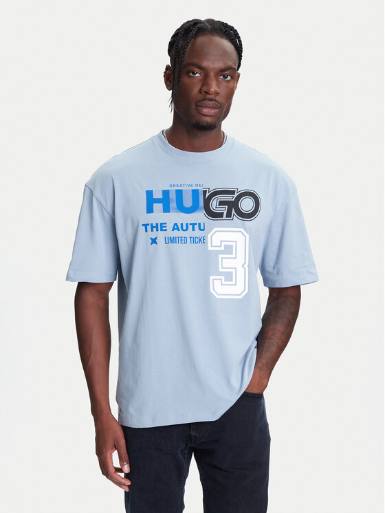 HUGO Тишърт Nesite 50544168 Син Loose Fit за Мъже цена
