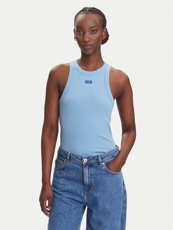 HUGO топ Easy 50508857 Светлосиньо Slim Fit за Жени цена