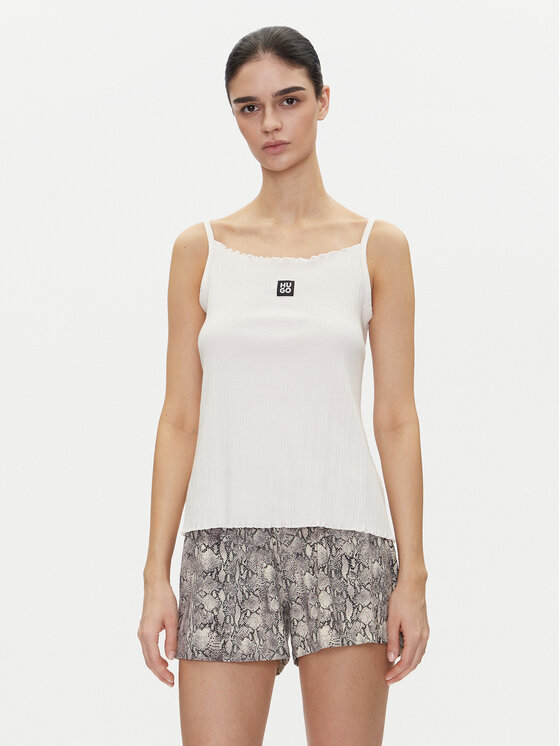 HUGO топ Rib_Vest 50540056 Екрю Regular Fit за Жени цена