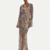 Haveone Официална рокля AVS-N043 Кафяв Slim Fit за Жени цена