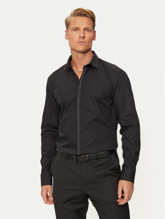 Hugo Риза Keidi 50524849 Черен Slim Fit за Мъже цена
